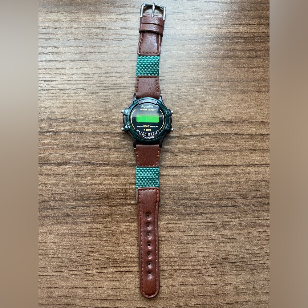 Aqualite digital men’s sports watch chrono alarm light sport watch green/brown